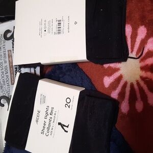 Hosiery Set lot of Two Pairs SHEER Black Med/Large Control Top Tights